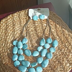 Bay Studio Aqua Blue Necklace and Earring Set